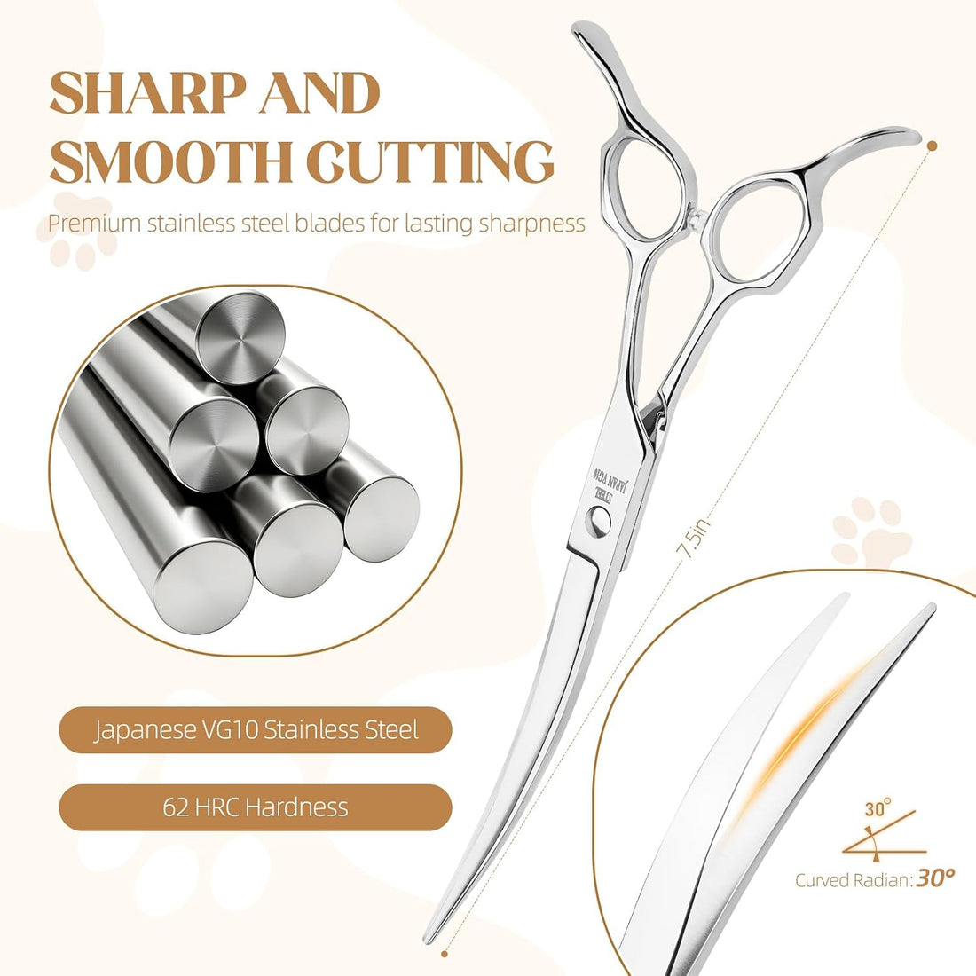 YUJINXI Curved Dog Grooming Scissors 7.5 In