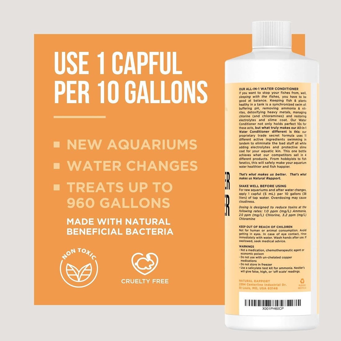 Natural Rapport Aquarium Water Conditioner, All-in-1 Dechlorinator