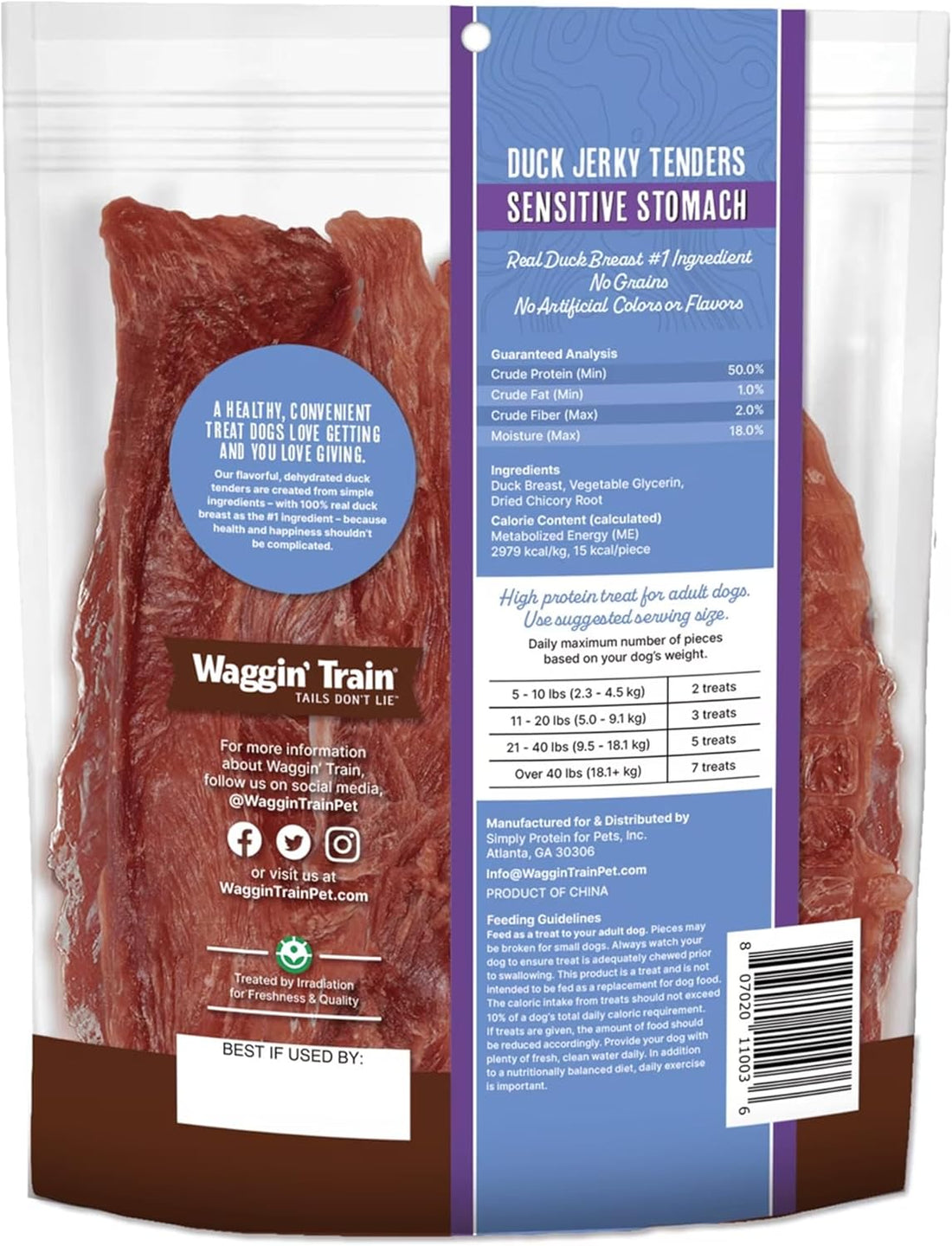 Waggin' Train Duck Jerky Dog Treats for Dogs with Sensitive Stomachs
