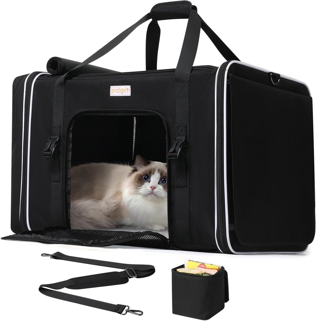 pidipiti 25x17x17 Extra Large Expandable car cat Carrier with