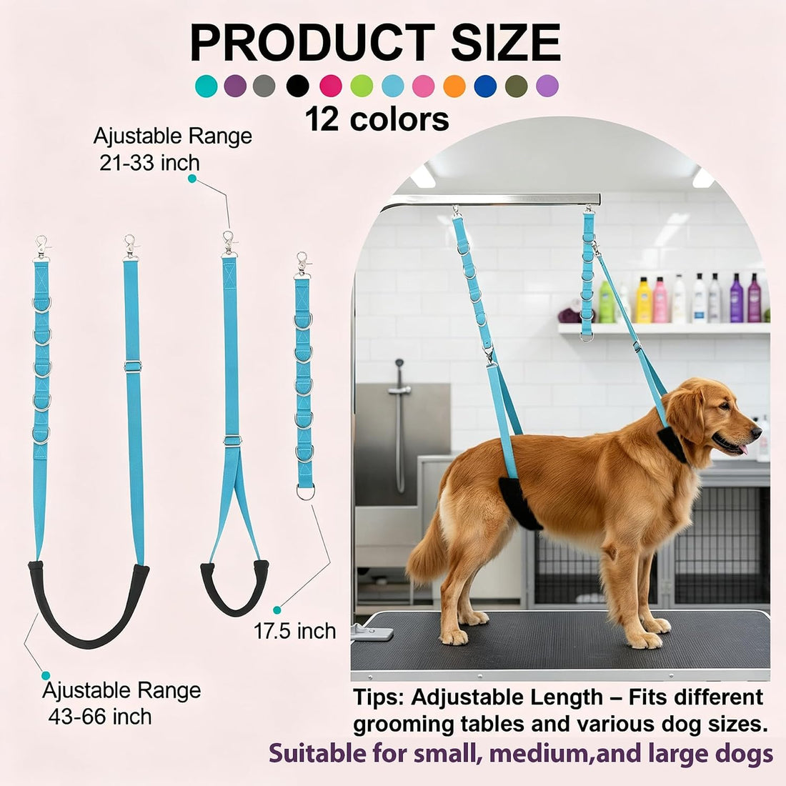 Dog Grooming Belly Straps Sky Blue Pet Grooming Supplies 3 Sets