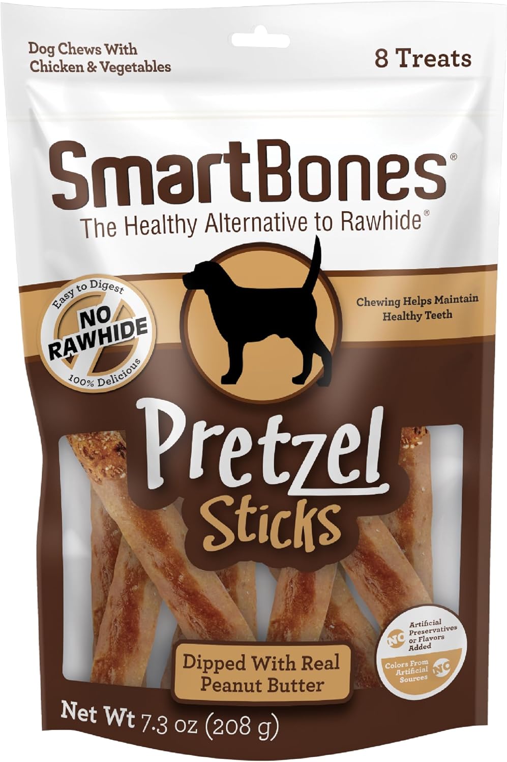 SmartBones Mini Pretzels Rawhide-Free Dog Treats, Peanut Butter
