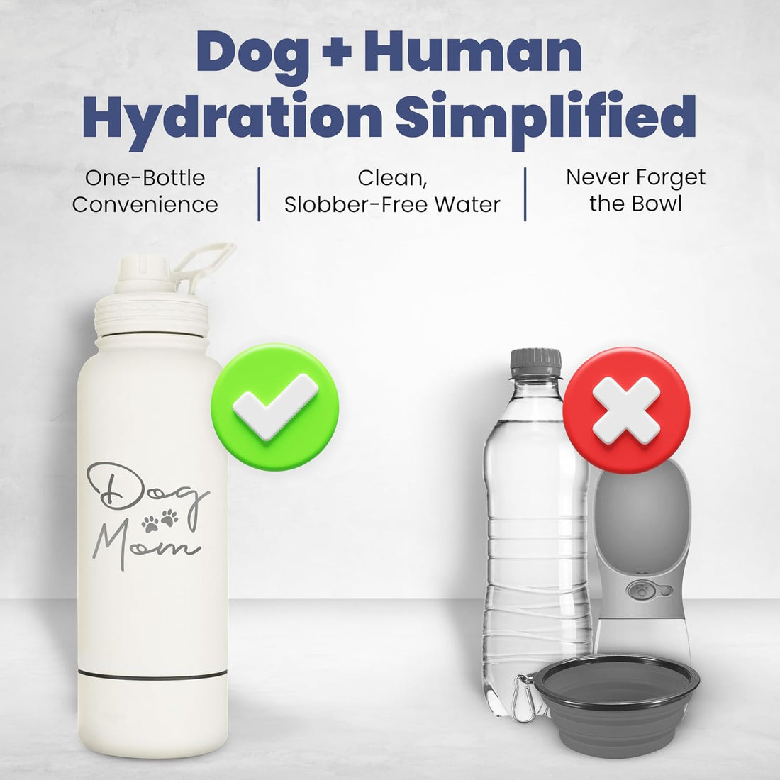 Dog Mom Water Bottle - 32 oz Stainless Steel Double Wall Insulated