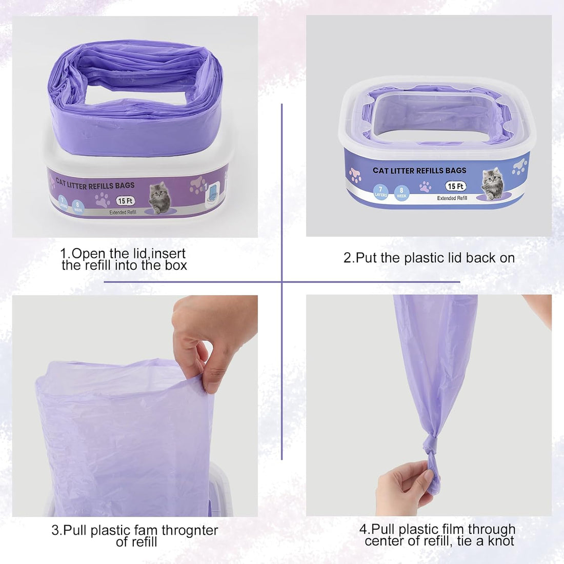 12 Pack Cat Litter Refills, Compatible with Genie Bag Refills