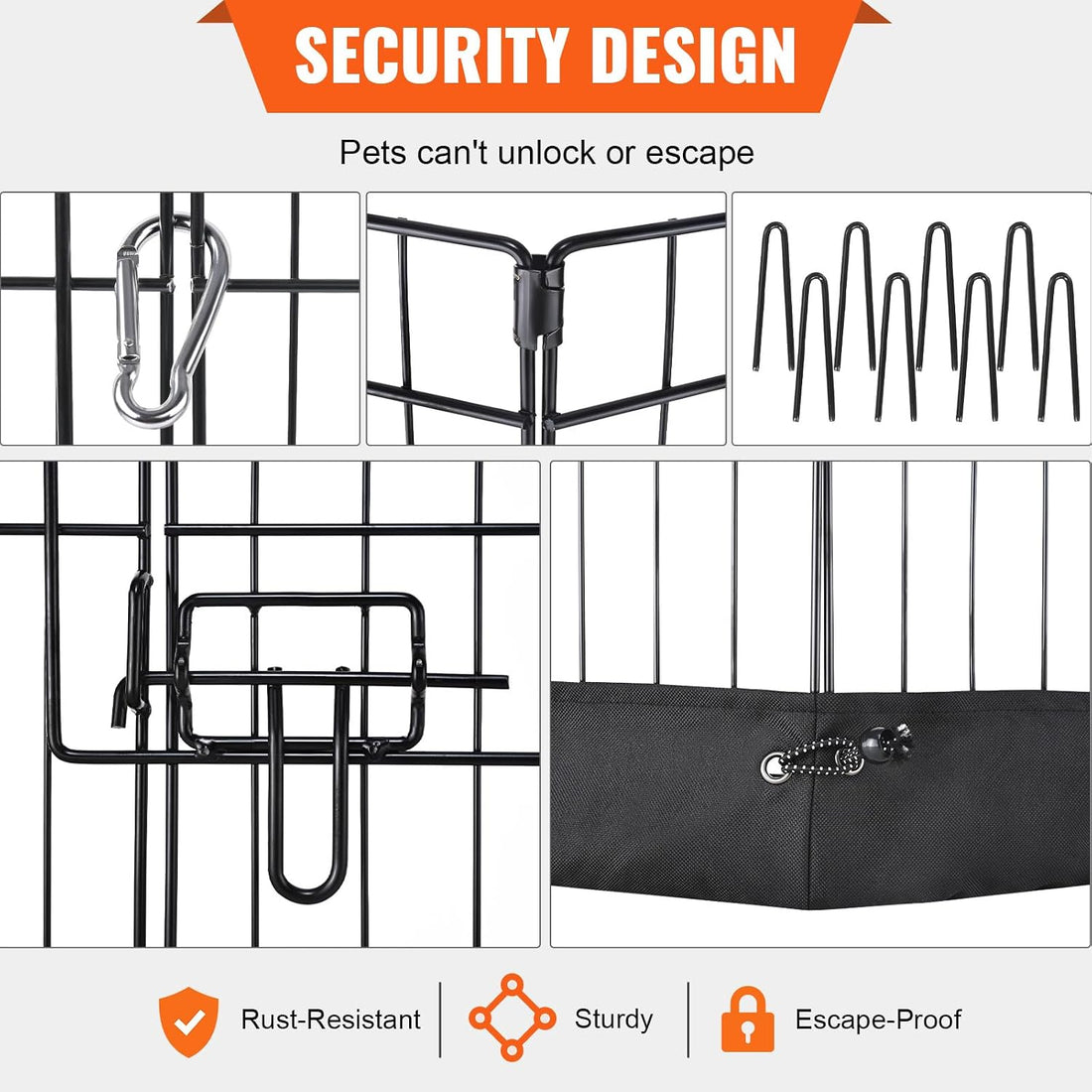 VEVOR 24" Dog Playpen, 8-Panel Foldable Metal Pet Pen with Top Cover