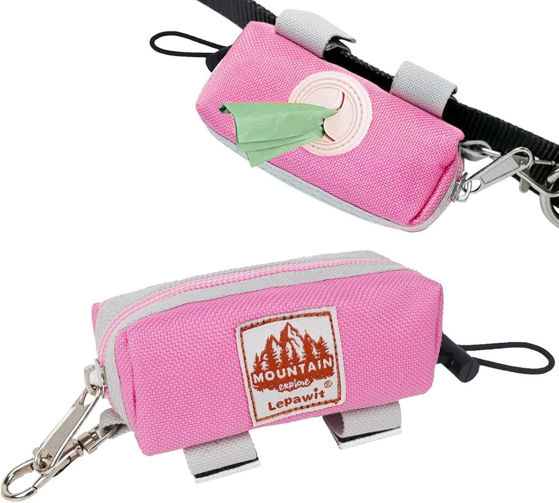 Dog Poop Bag Holder for Leash, Large-Capacity Canvas Pouch, Purple