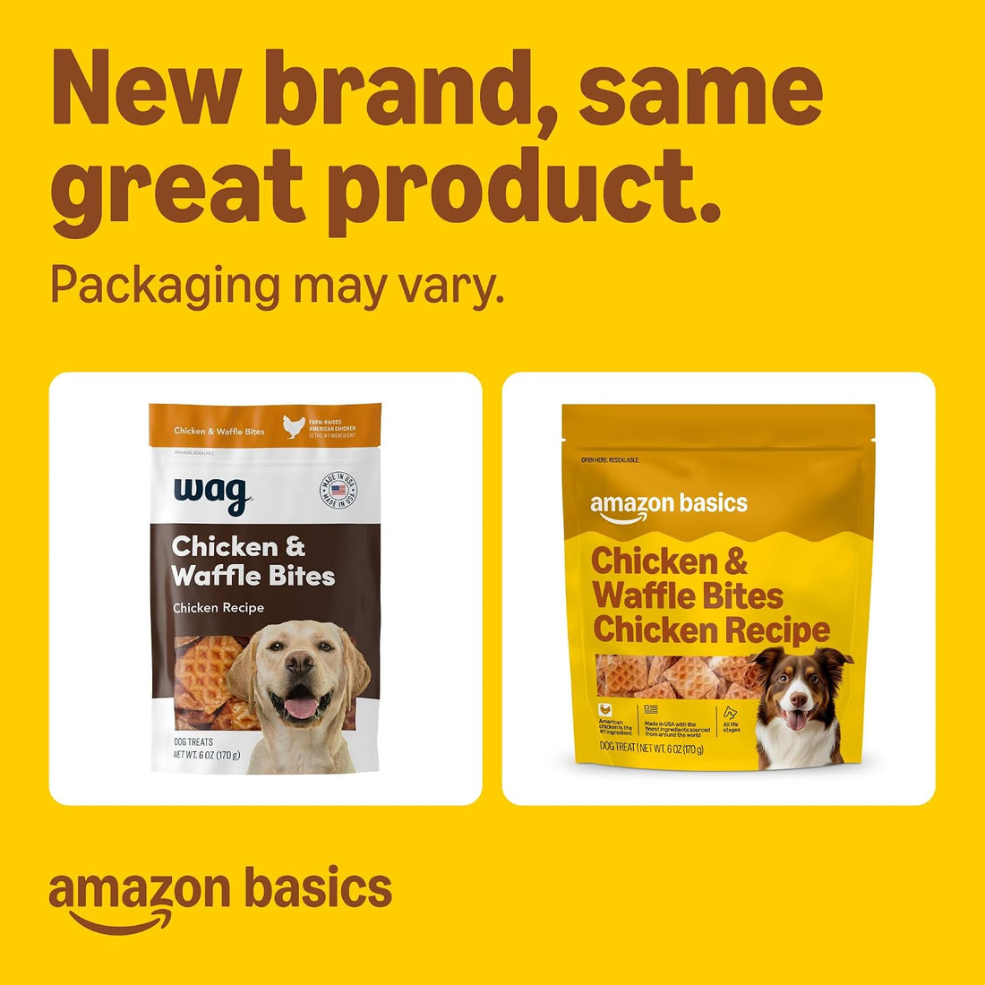 Basics Dog Treats Chicken and Waffle Bites 12oz (Previously Wag)