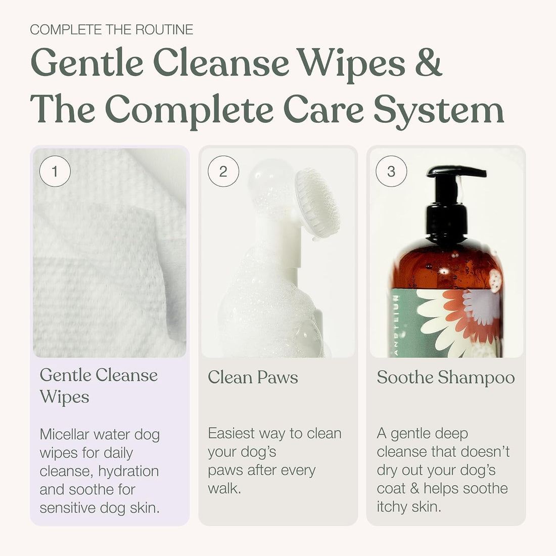 Dandylion Dog Wipes, Gentle Cleanse, Micellar Water Formula, 90 Count