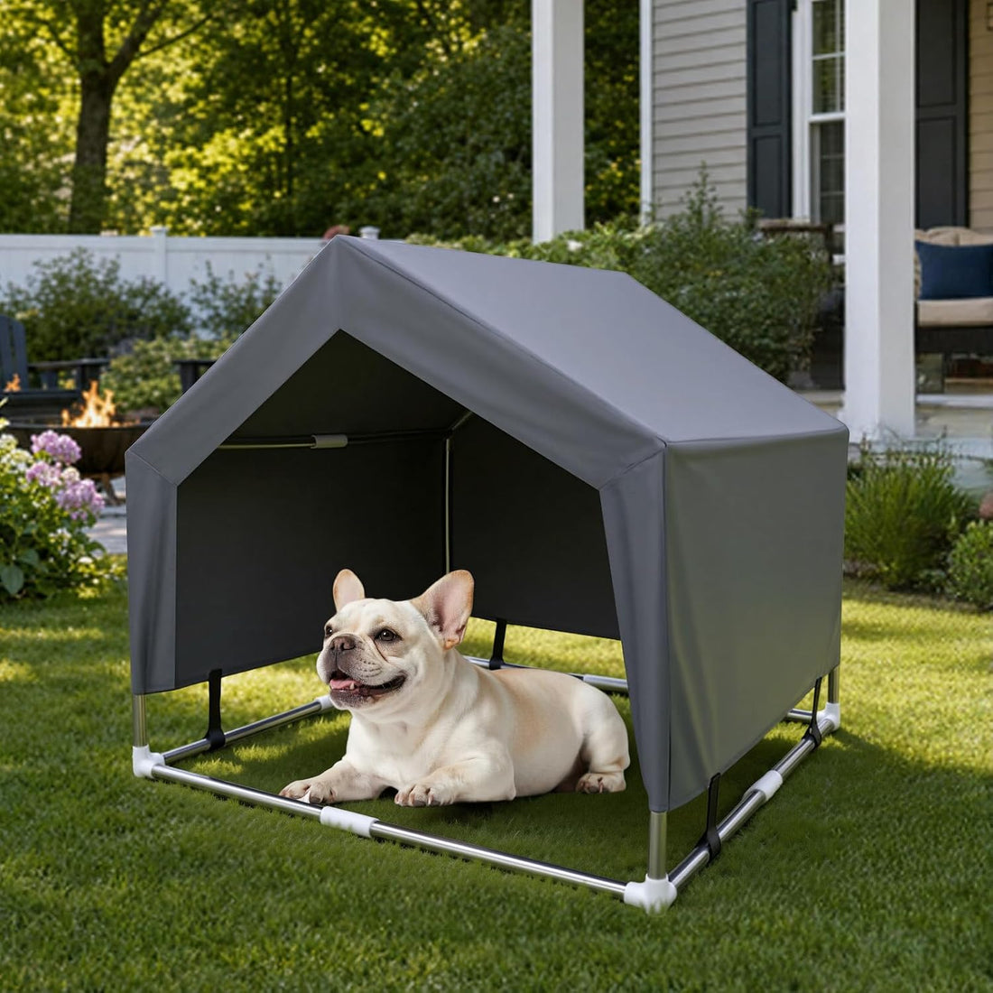 Outdoor Dog House Tent, Stainless Steel Frame Dog Shade Shelter