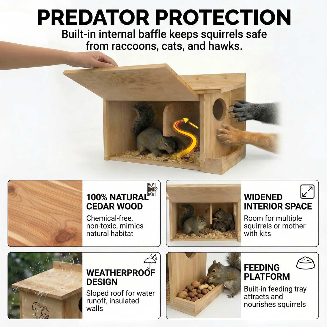 Extra Large Squirrel Houses for Outside 15.7" Outdoor Nest Box