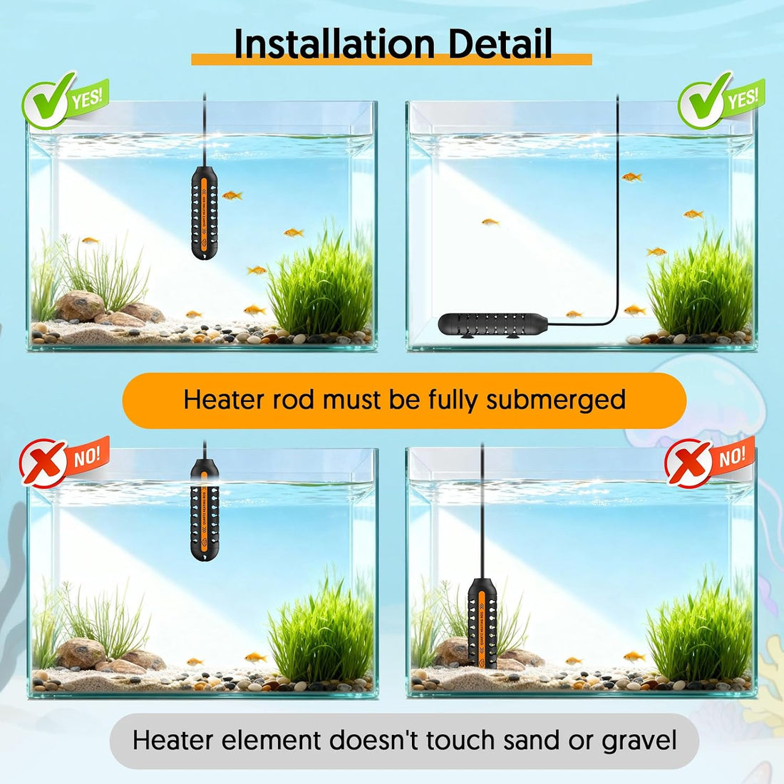 QZQ Aquarium Heater, 25W Adjustable Fish Tank Heater with Digital