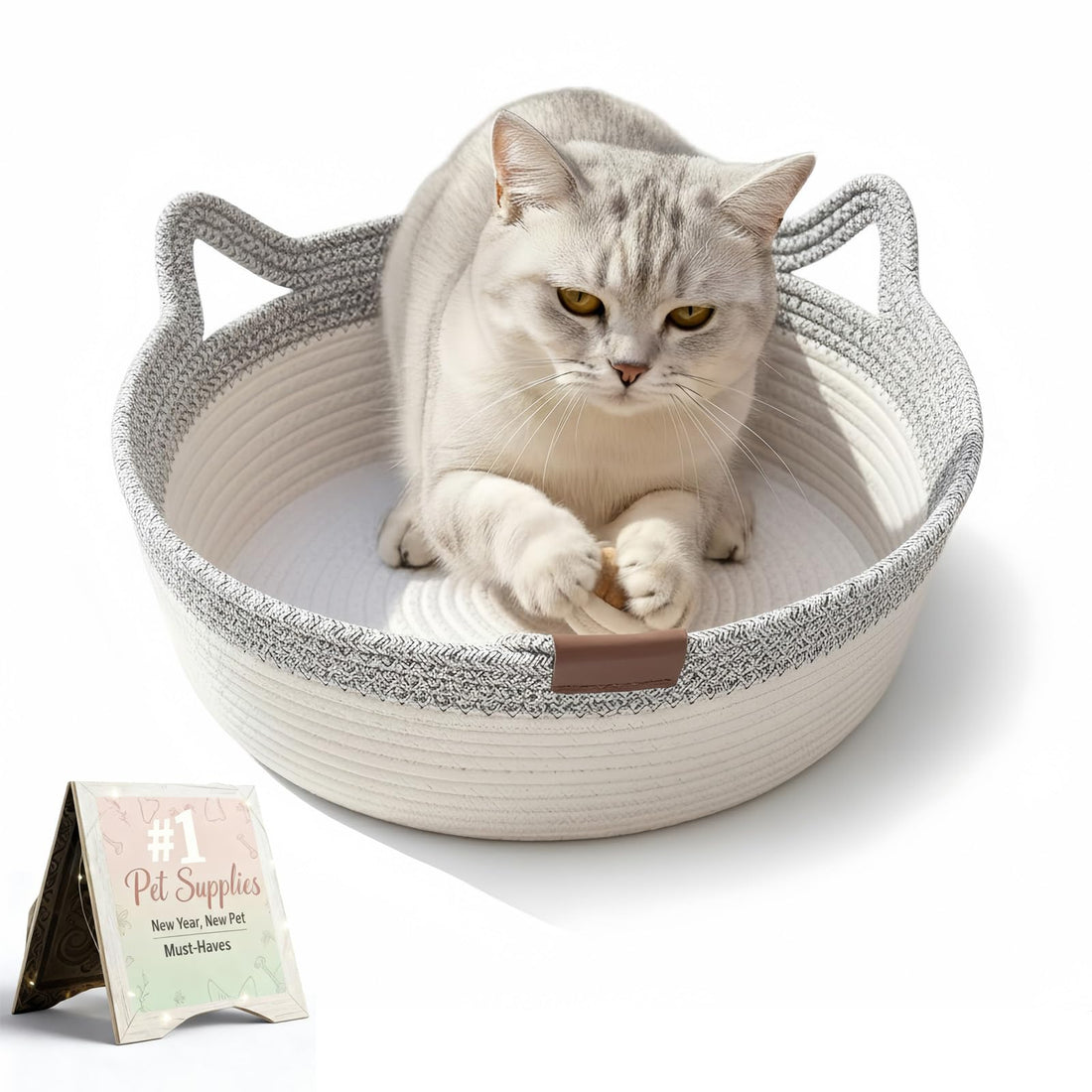 Instinct Basket for Cats - Handwoven Cotton Rope Enrichment Bed