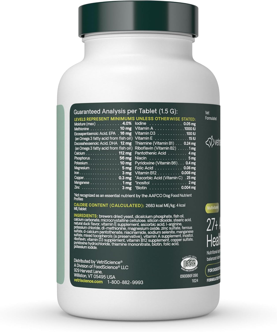VetriScience 27+ Active Health Chewable Tablets for Dogs, Duck