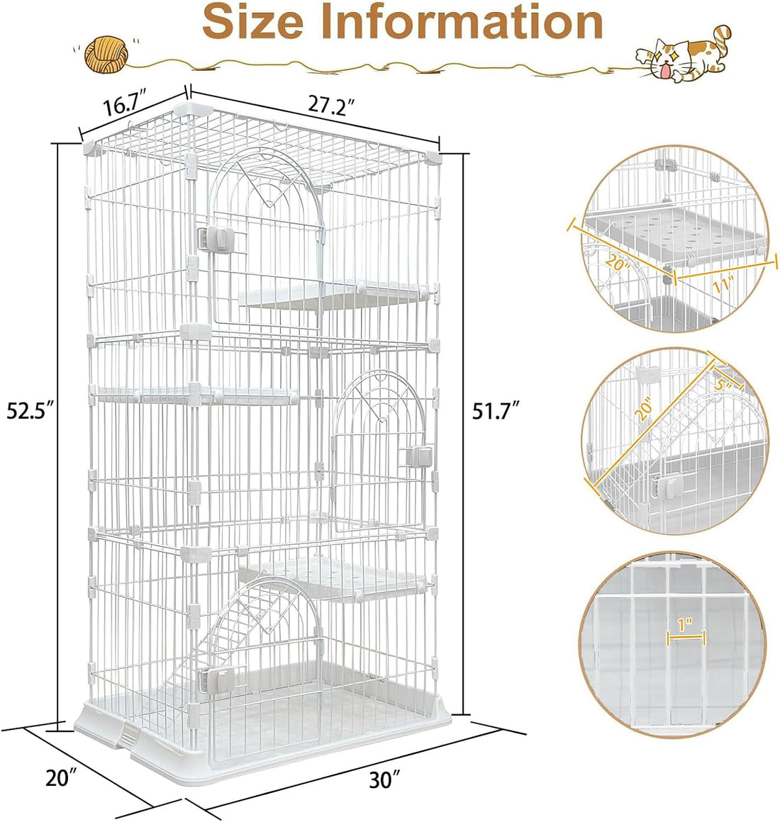 Cat Cage for Indoor Cats, DlY Catio & Cat Playpen with Escape-Proof