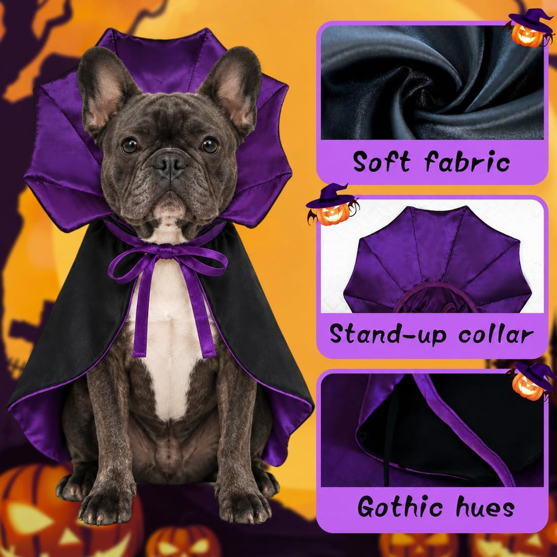 Small Dog Costume for Halloween, Vampire Cloak Dog Halloween Costume