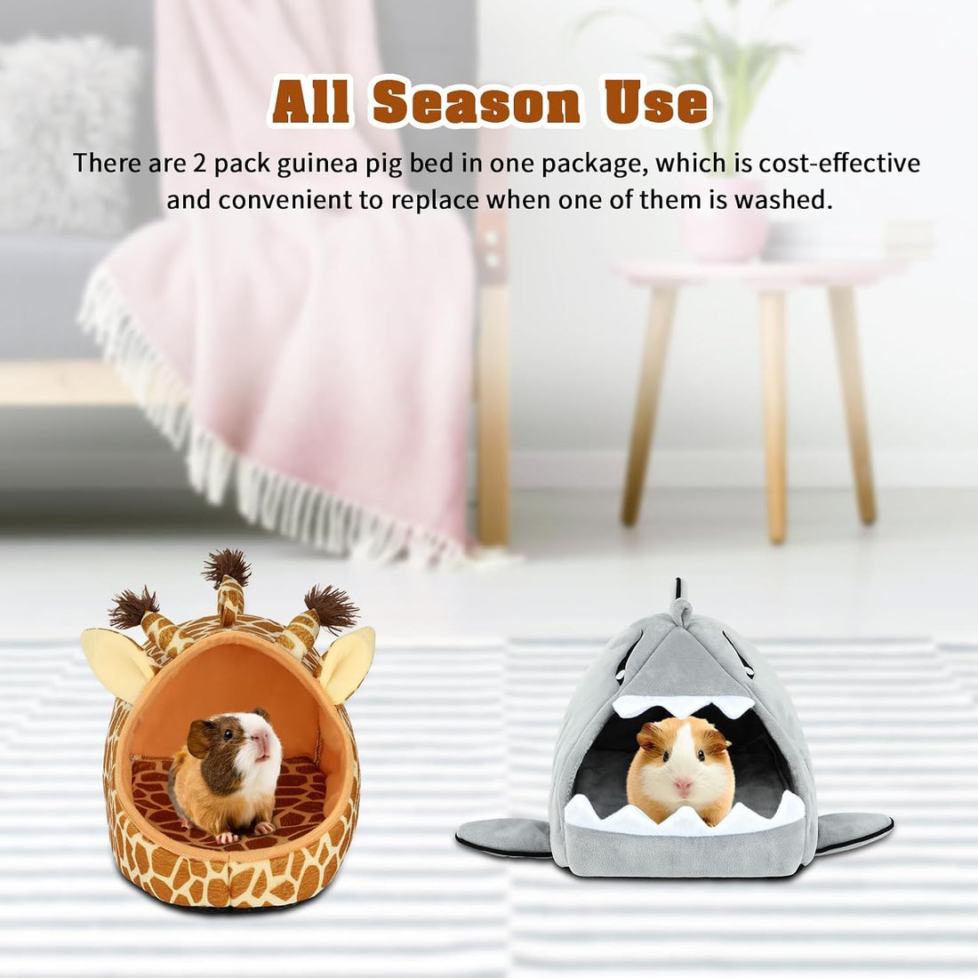 YUEPET Guinea Pig Bed 2 Pack, Warm Guinea Pig Hideouts