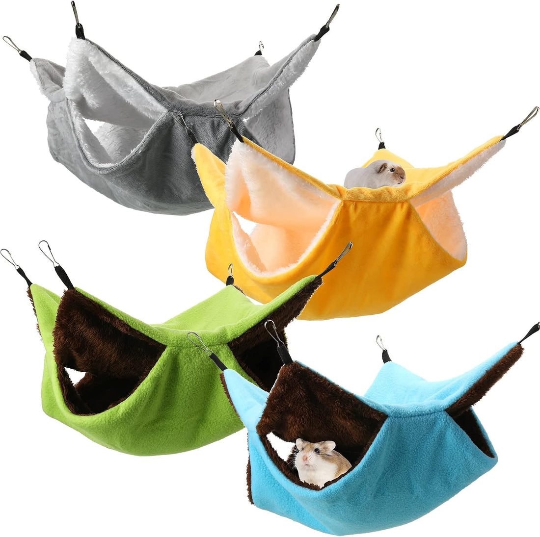 Nuogo 4 Pcs Guinea Pig Rat Hammock for Cage, Pale Color, Summer