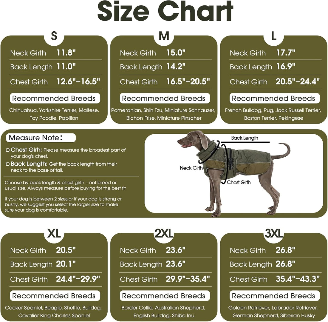 QBLEEV Warm Dog Jacket, Waterproof Dog Winter Coat with Harness
