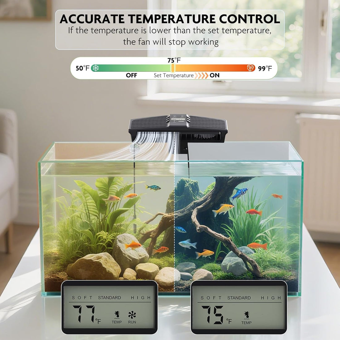 PAIZOO Aquarium Chiller Fan with Temp Probe & LCD Display