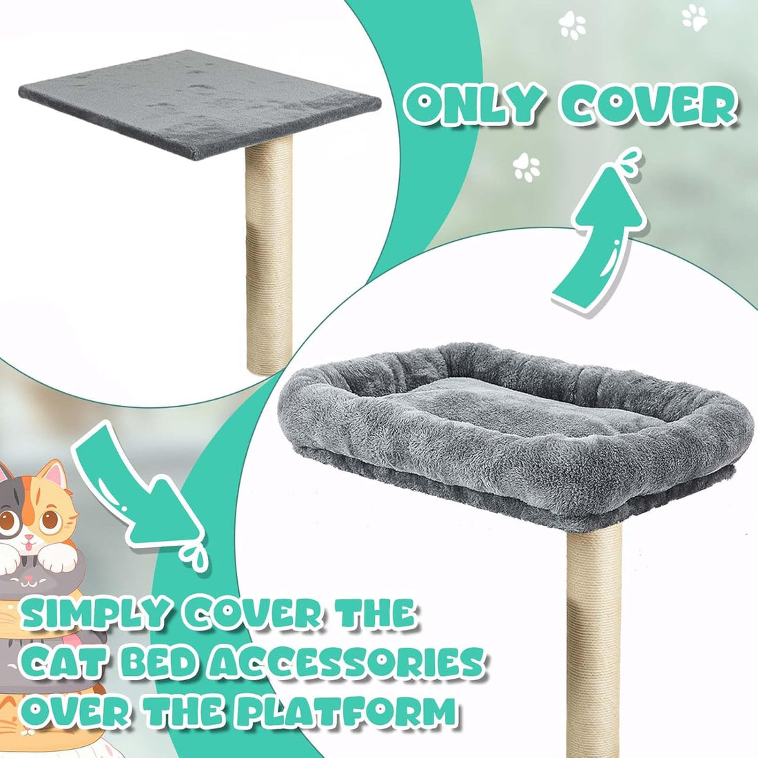 Abbylike 2 Pcs Cat Tree Replacement Bed Covers