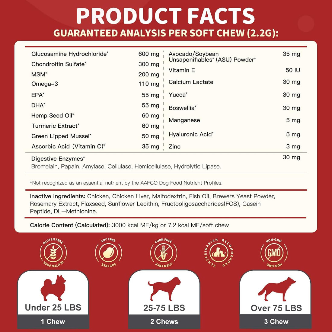 NATURE TARGET Glucosamine for Dogs, 120 Soft Chews, Chicken Flavor