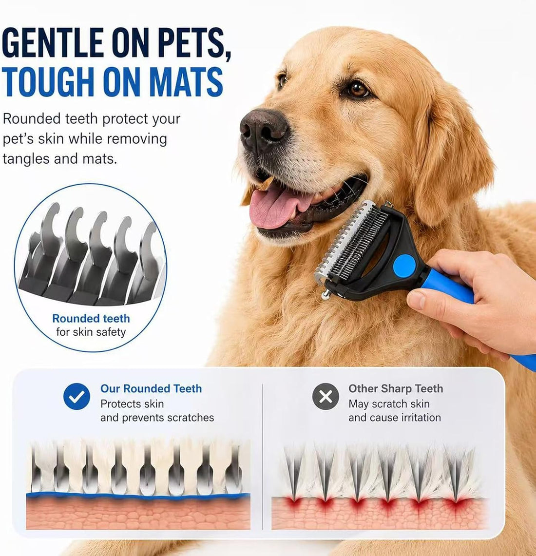 Deshedding Dog Brush,3-in-1 Undercoat Rake for Dogs