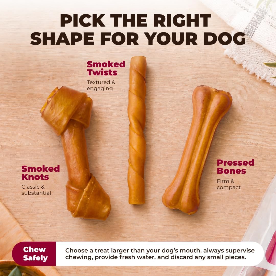 Best Pet Supplies GigaBite Pork Skin Dog Chews - 6" Knots, 4 Count
