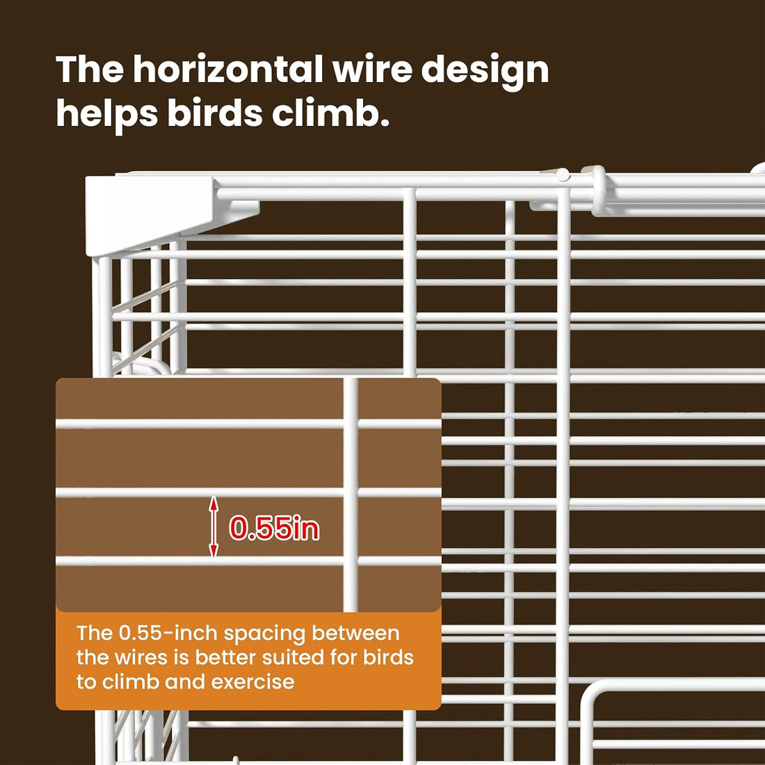 24.8 in Bird Cage, Medium‑Small Parakeet Cage with Expansion Ports