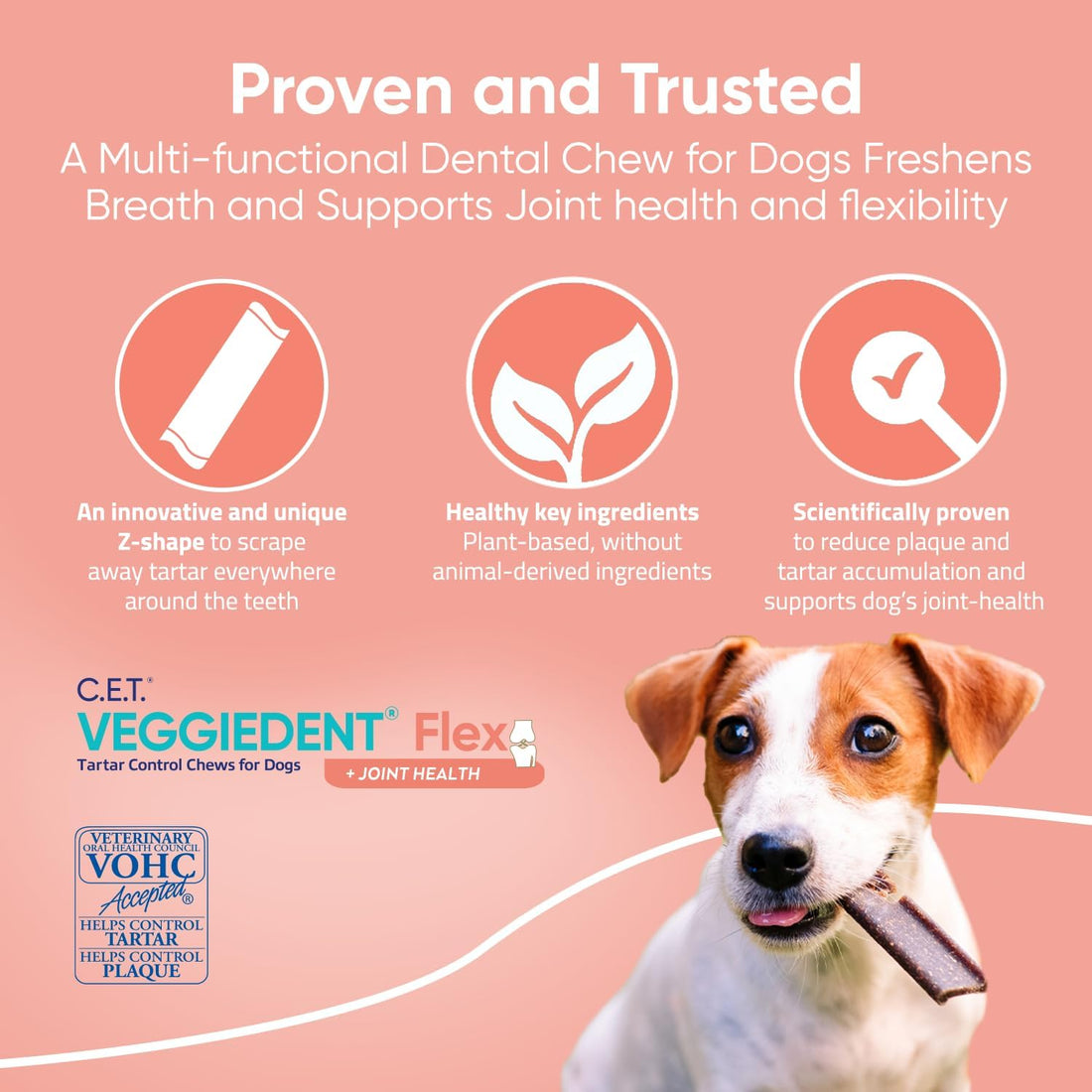 C.E.T. Veggiedent Fr3sh & Flex Plaque and Tartar Control Chew for Dogs