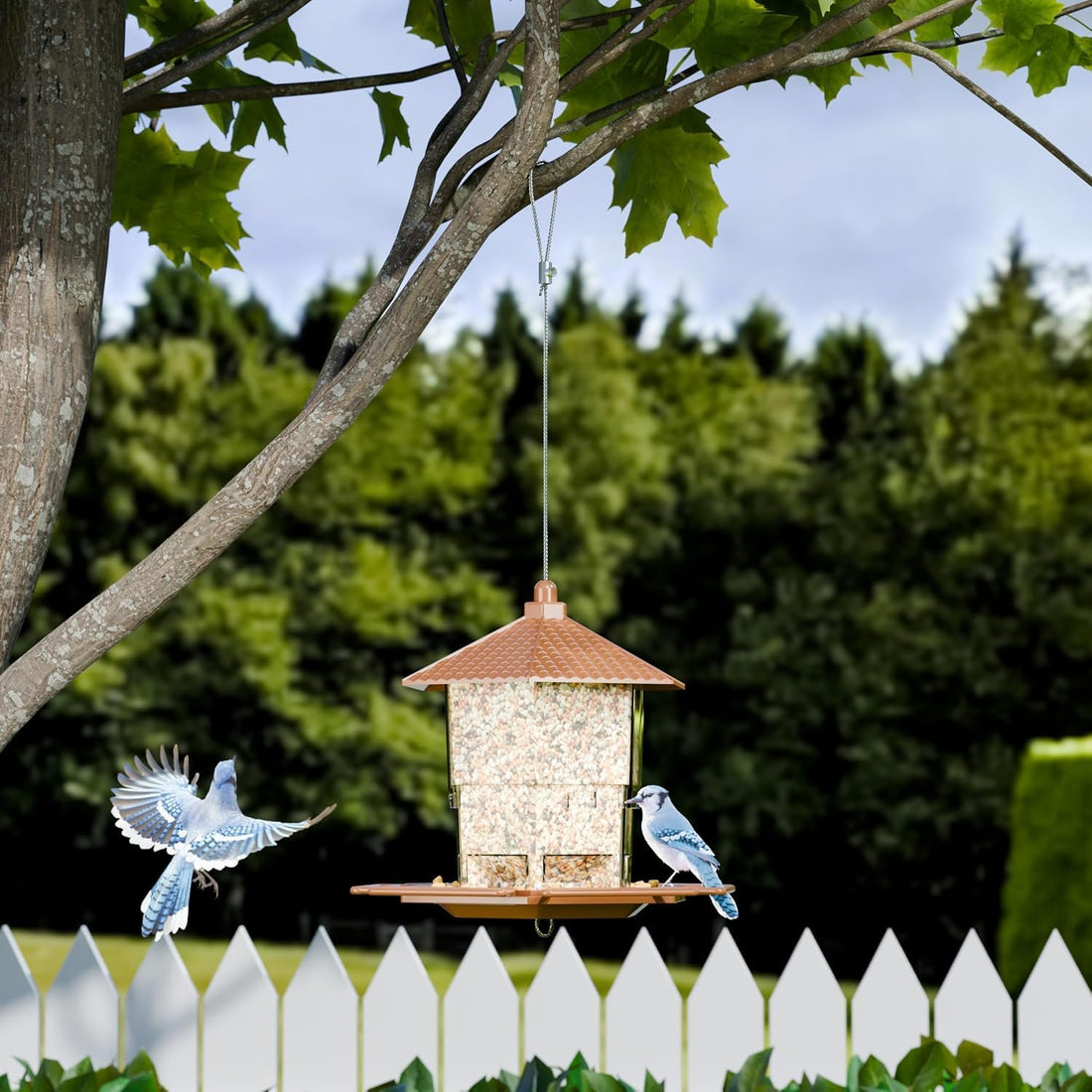 Yieach Hanging Bird Feeder for Outdoors,Large Hopper Squirrel Proof