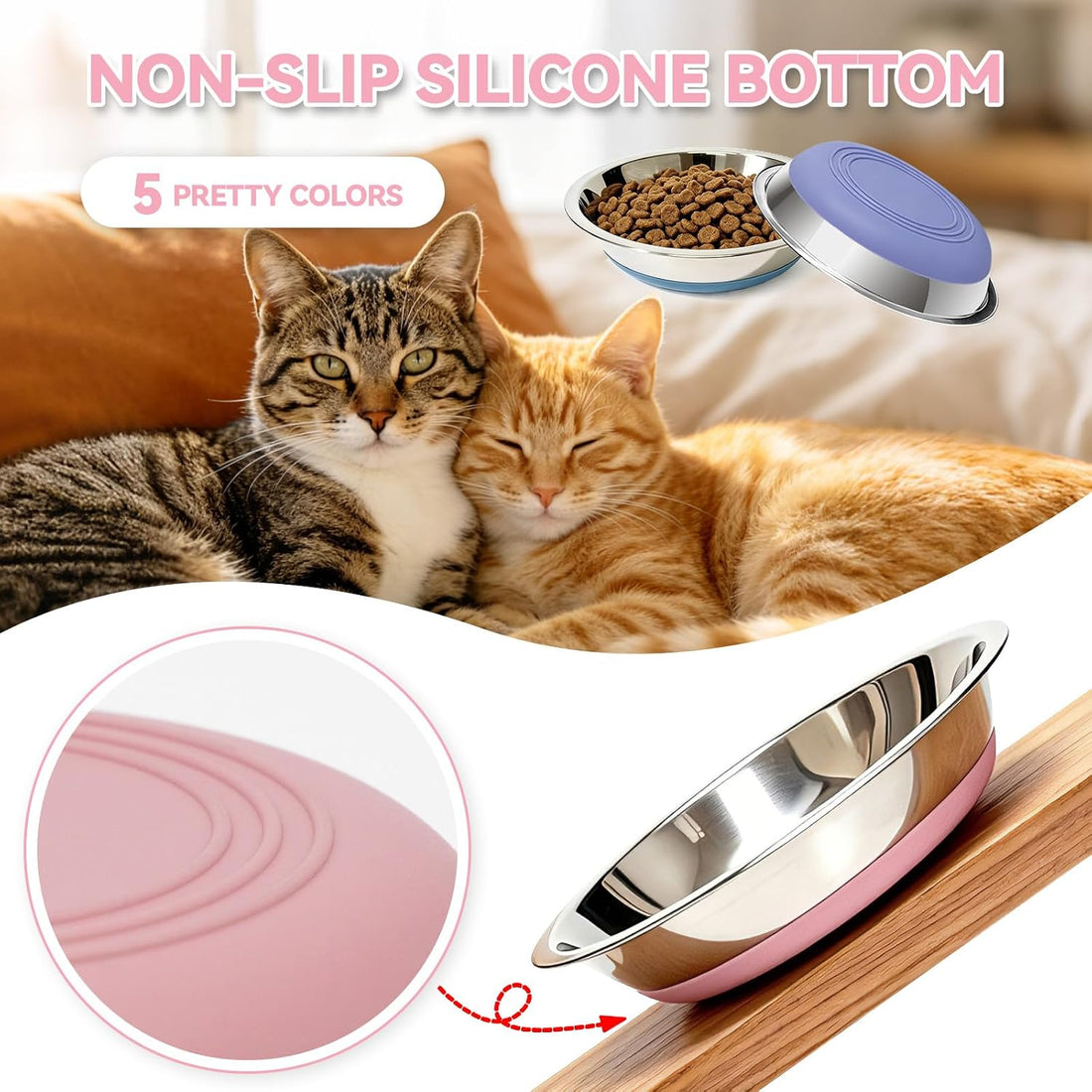 5 Pack Stainless Steel Cat Bowls