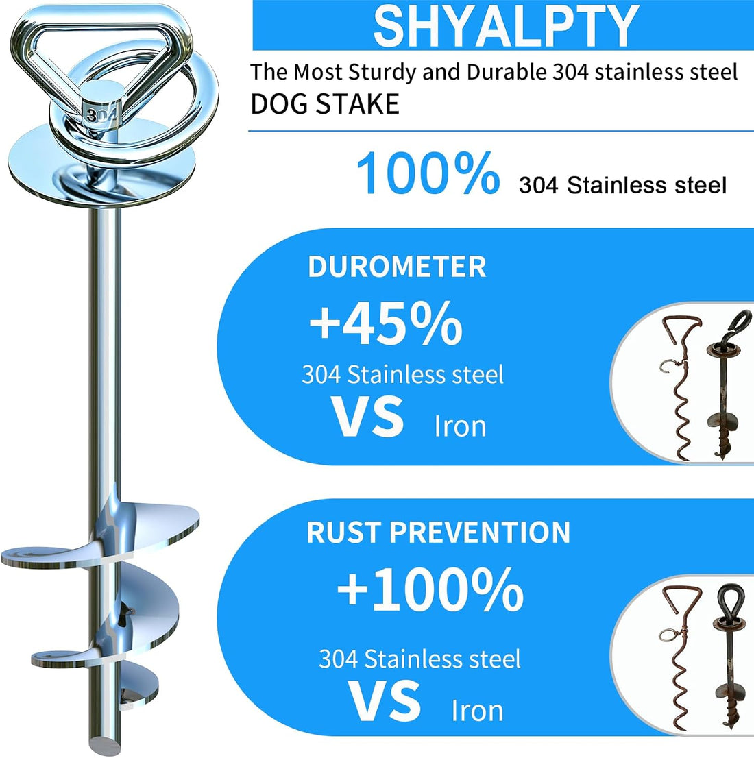 Dog Tie Out Cable and Stake for Camping,with 2x20FT Heavy Duty