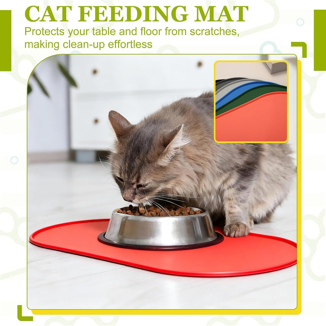 Cat Food Mat 18x10 Inch Silicone Pet Feeding Mat