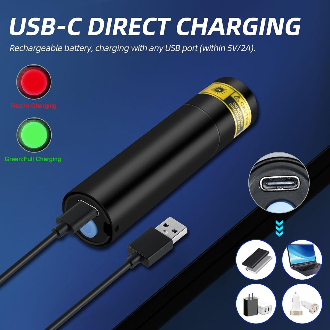 DARKBEAM Flashlight UV Black Light 395 NM, Mini but Powerful USB- C