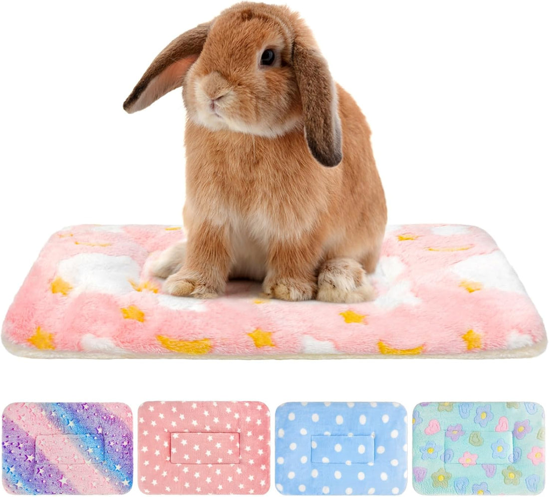 3PCS Rabbit Bed, Soft Bunny Bedding, Fleece Guinea Pig Blanket