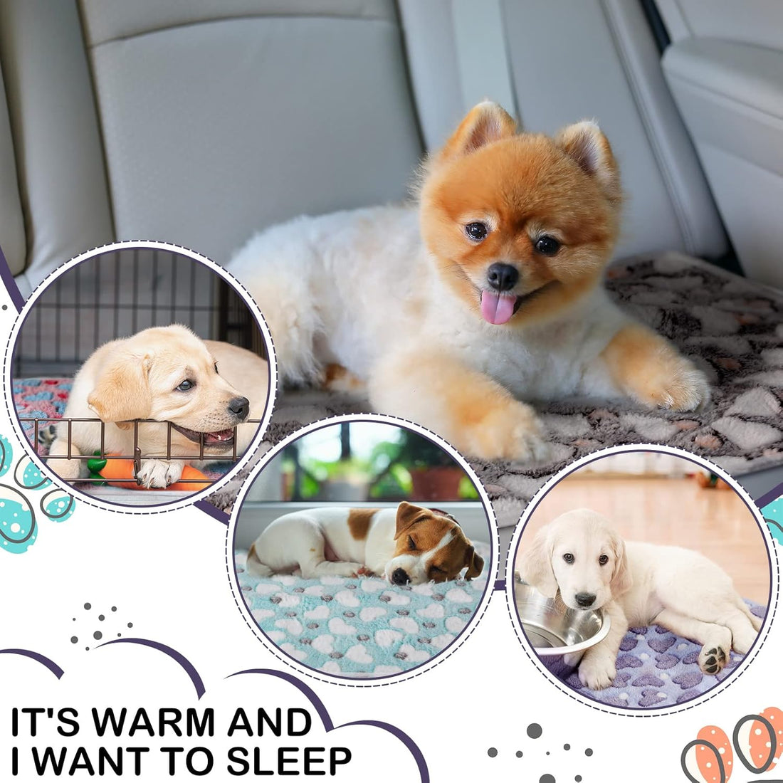 Reginary 4 Pcs Guinea Pig Fleece Cage Liners, Heart Pattern