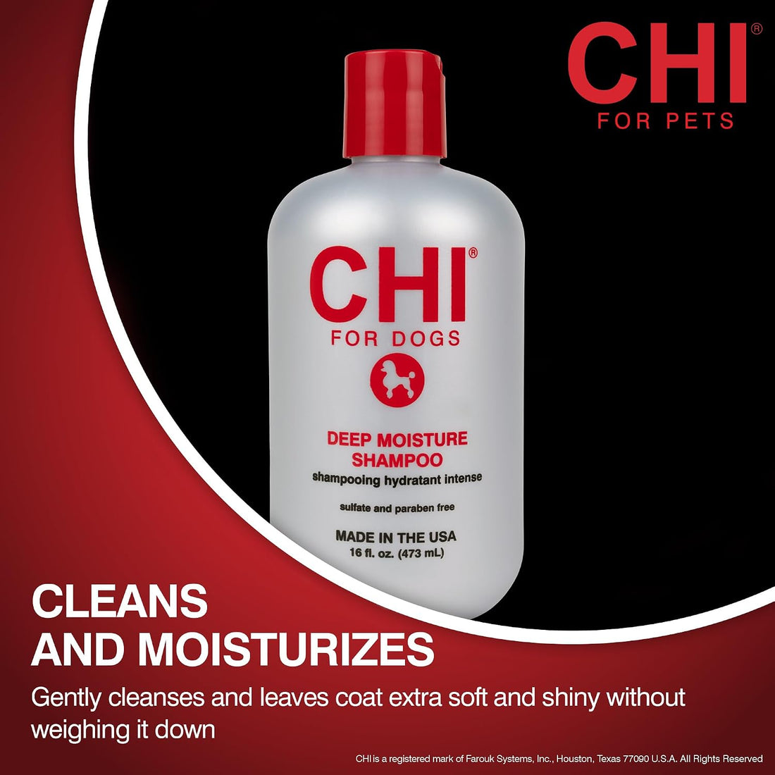 CHI for Dogs Deep Moisture Hydrating Dog Shampoo, 16 Fl Oz Bottle