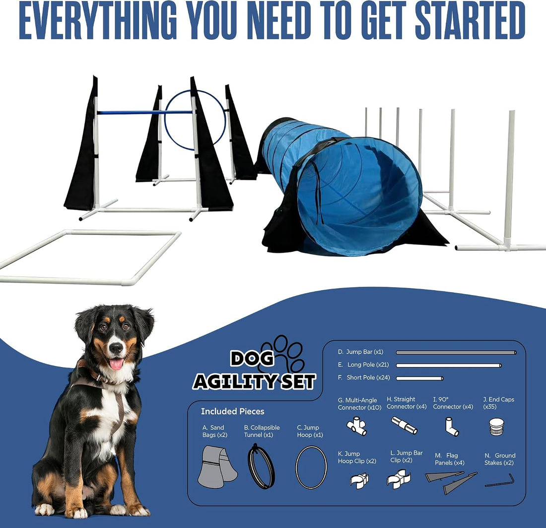 Dog Agility Course Backyard Set, Dog Agility Equipment, Weave Poles