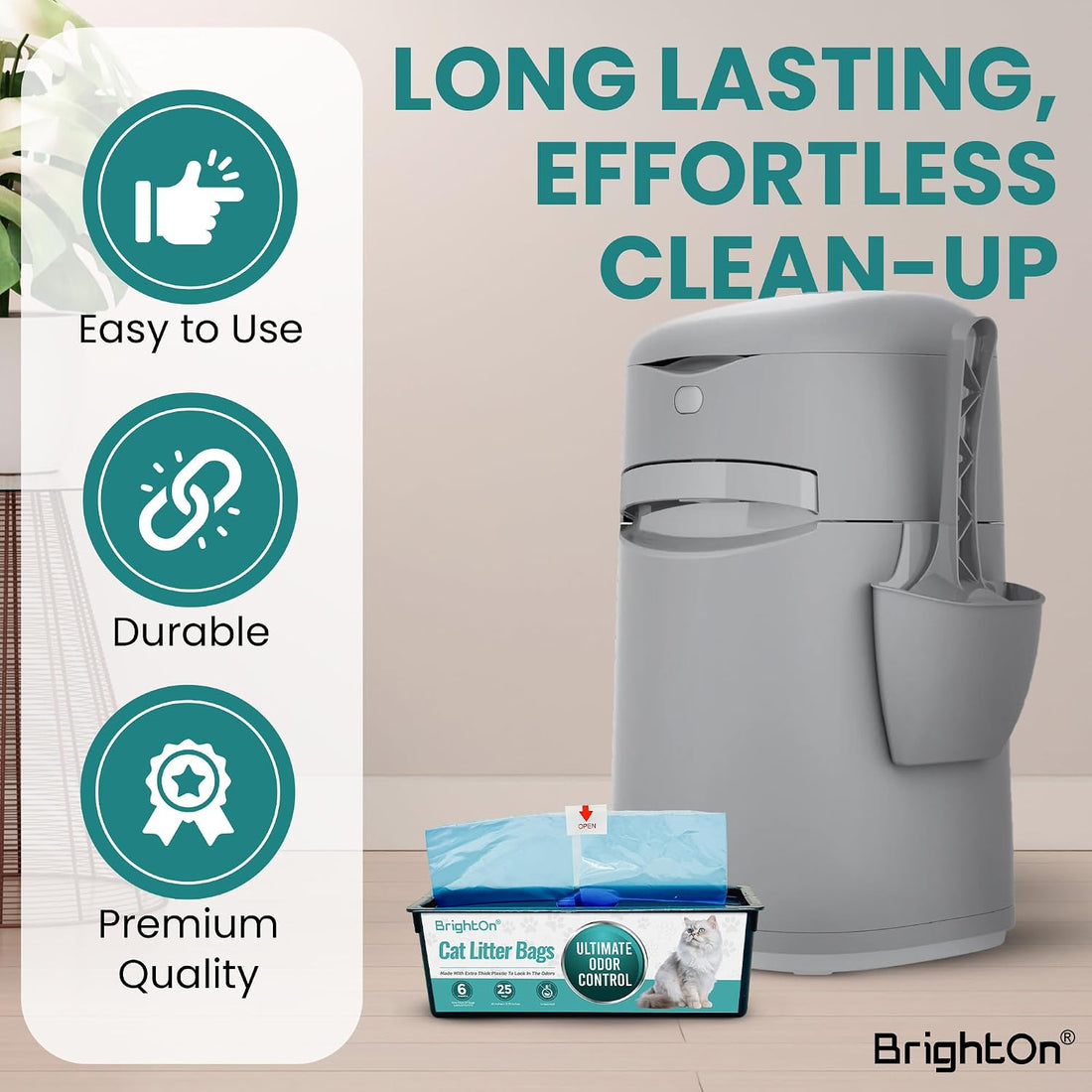 BrightOn®, 50 Litter Bag Refill Bags for Genie Easy Roll Litter Bin