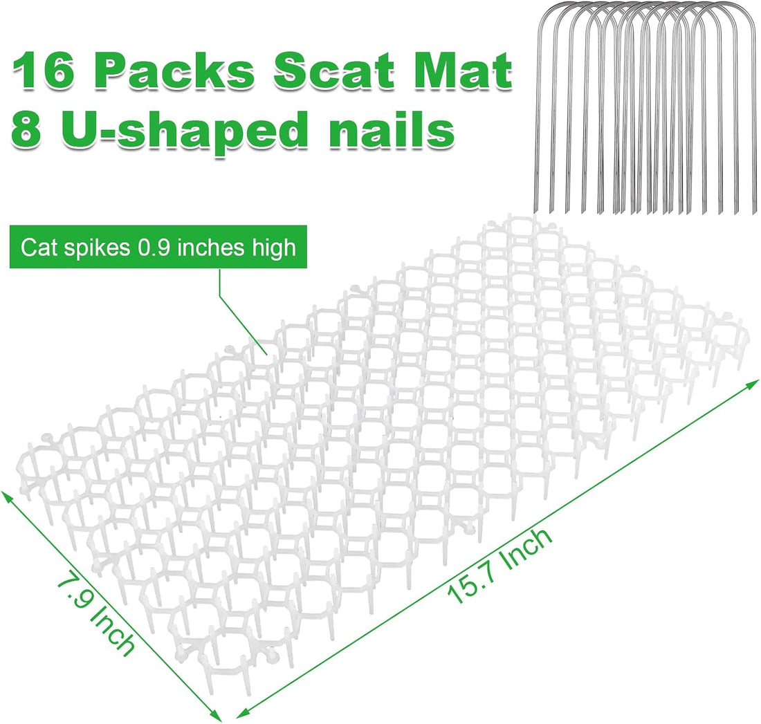 16PCS Cat Scat Mat 16x11 Cat Spike Keep Cats Out of Yard Permanently