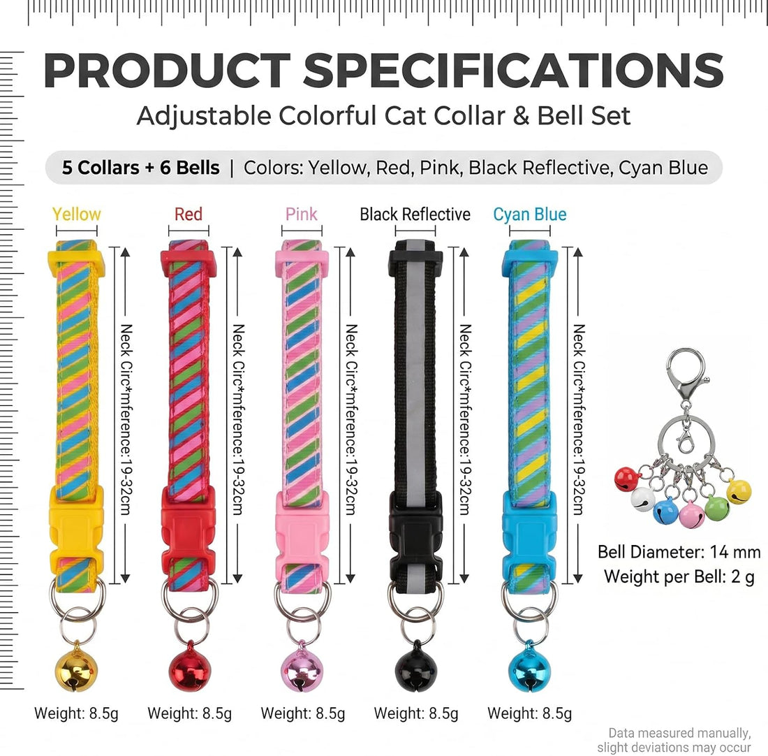 6 Pcs Cat Collar Bells & 11 Pcs Kitten Collar Kit for Cats and Small