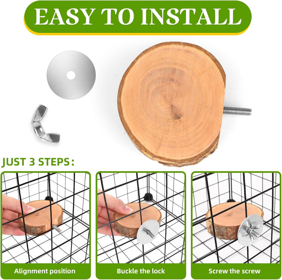 4 Pcs Natural Apple Wood Round Bird Perch Platform for Cage