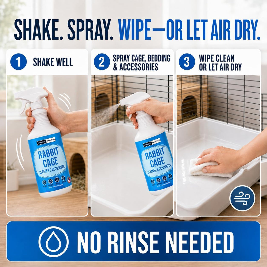 Rabbit Cage Odor Eliminator & Cleaner Spray, 32oz – Made in USA