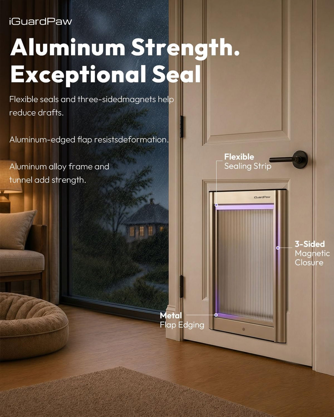 Automatic Dog Door for Door, Smart Dog Door with Collar Sensor, L