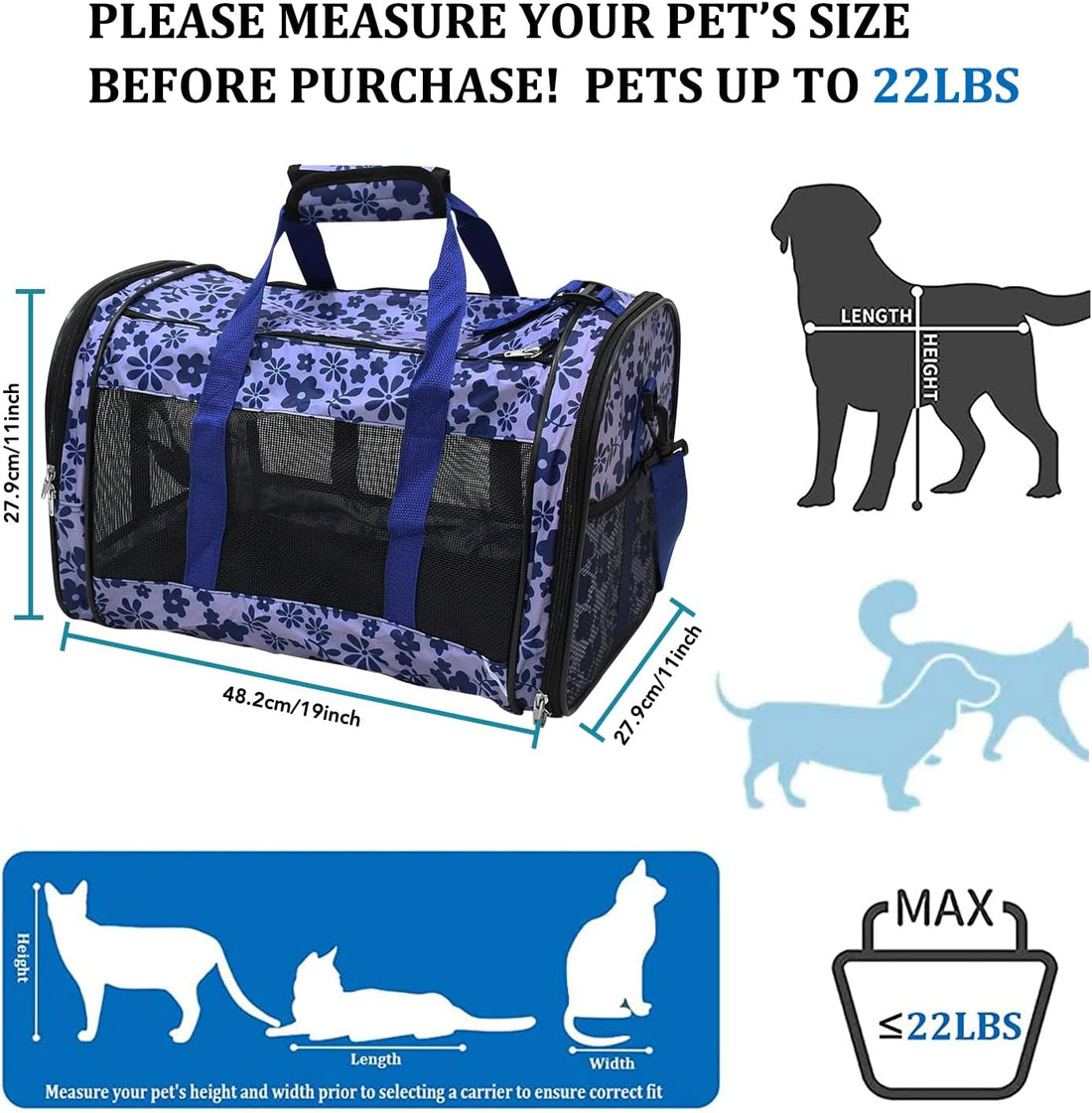Soft-Sided Kennel Pet Carrier, Airline Approved Travel Handbag