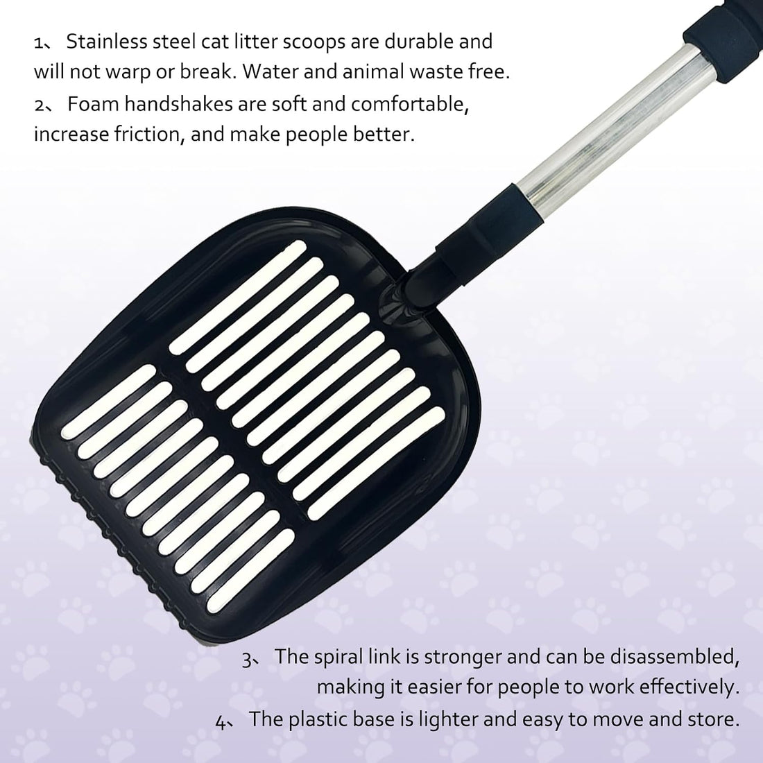PINVNBY Cat Litter Scooper, Long Handle Litter Sifter Scoop