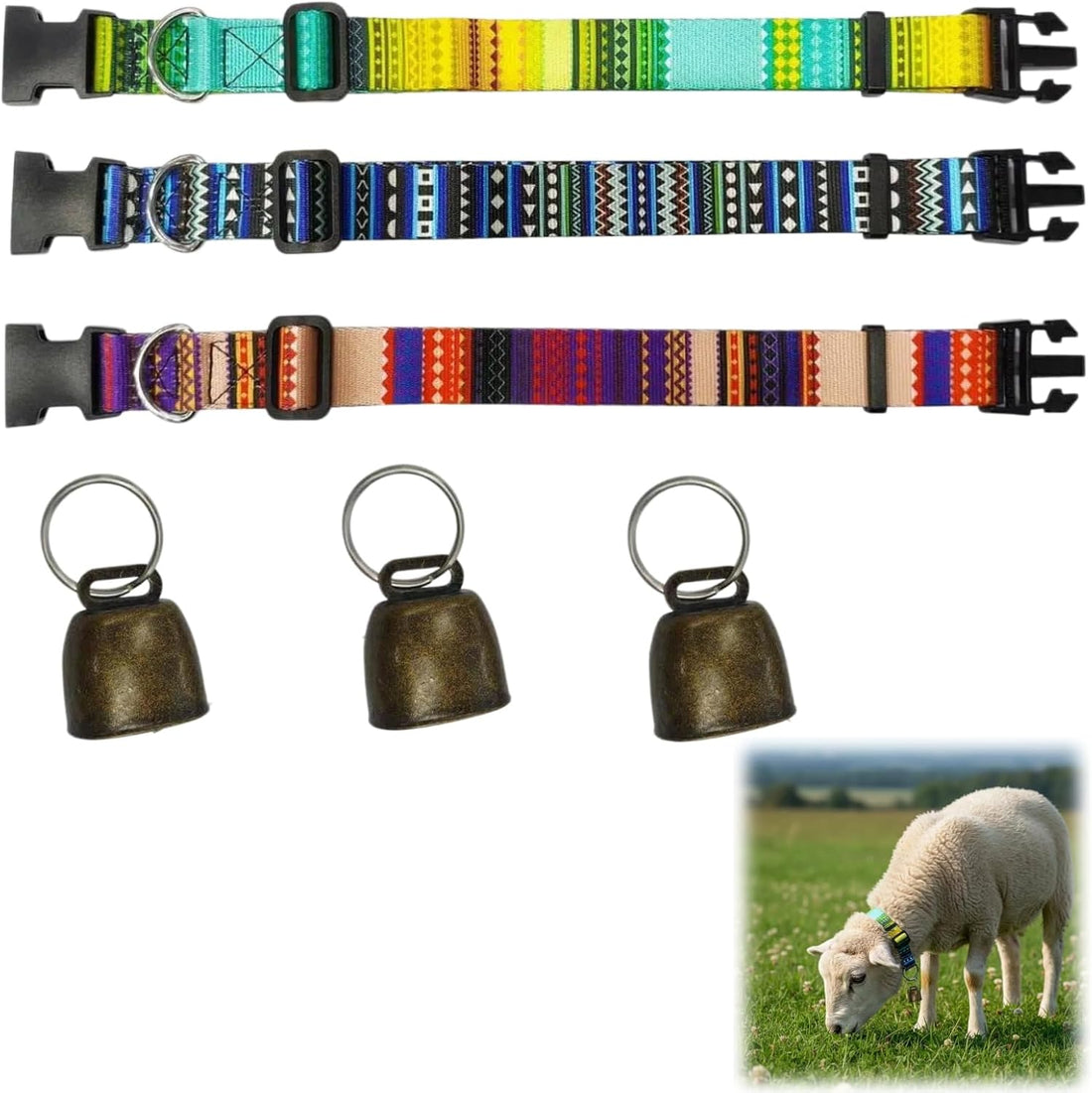 Goat Collars and Bells,Durable Nylon Adjustable Collar