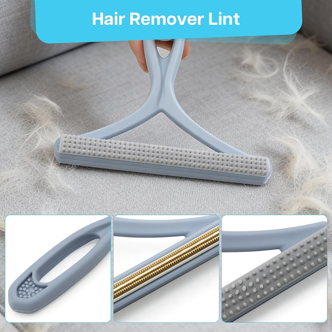 3PCS Carpet Rake for Pet Hair Removal, 54” Adjustable Long Handle
