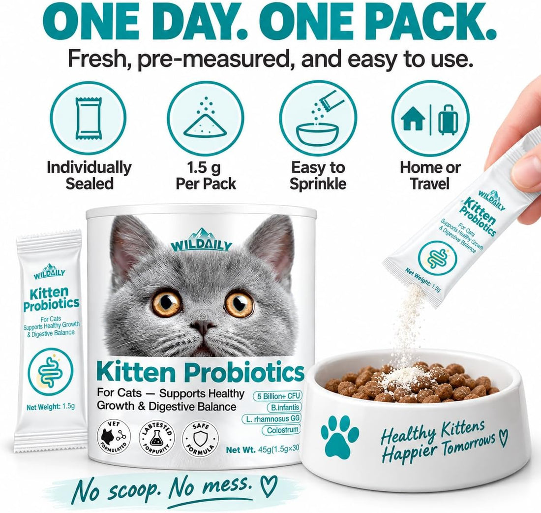 Wildaily Cat Probiotics,Veterinary-Formulated Kitten Probiotics