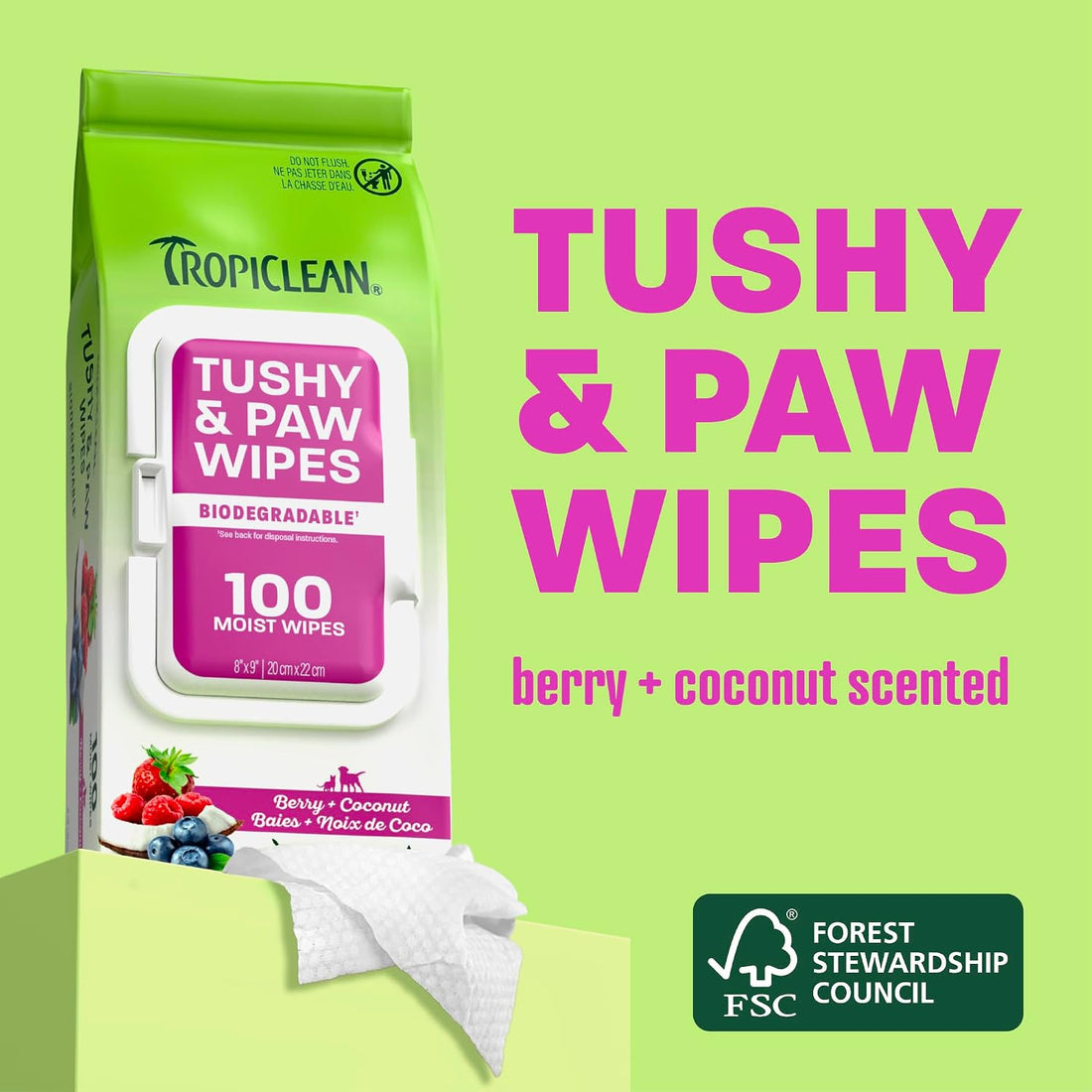TropiClean Deep Cleaning Pet Wipes, 100ct - Wipes for Dogs & Cats